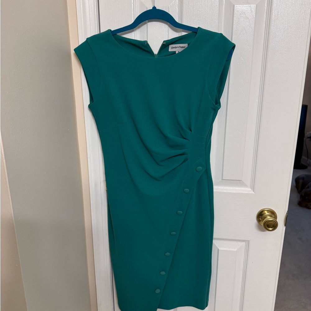 Shelby & Palmer Teal Midi Dress with Button Detail